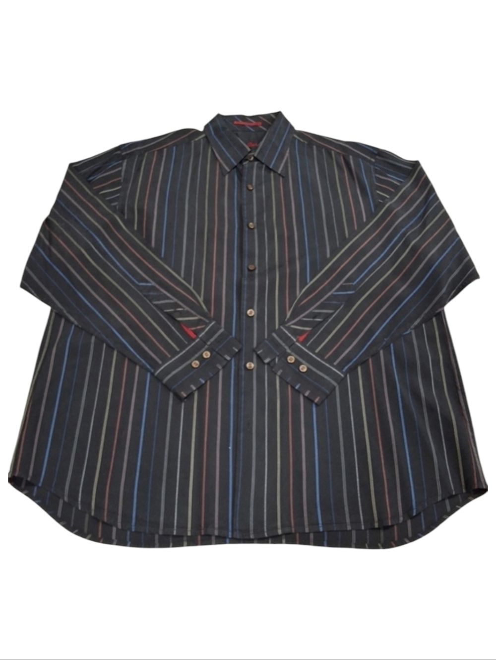 Tommy Bahama~Coastal~100%Silk~Black Patriotic~Striped Button Down ~Size XL